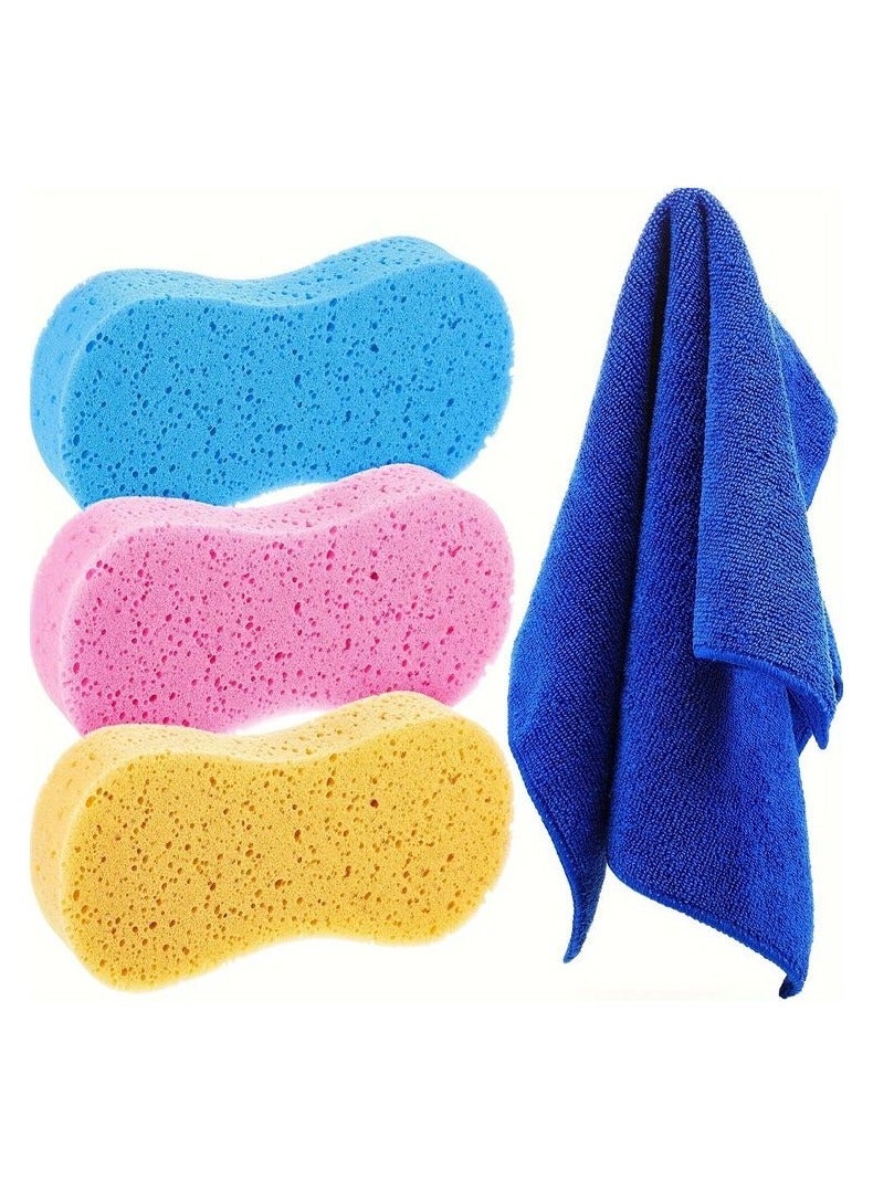 Car Wash Sponge, Large Multi Use Sponges for Cleaning, High Foam Scrubber Kit, Sponges for Dishes, Tile, Bike, Boat, Easy Grip Sponge for Kitchen, Bathroom, Household Cleaning, 3pcs - Image 5